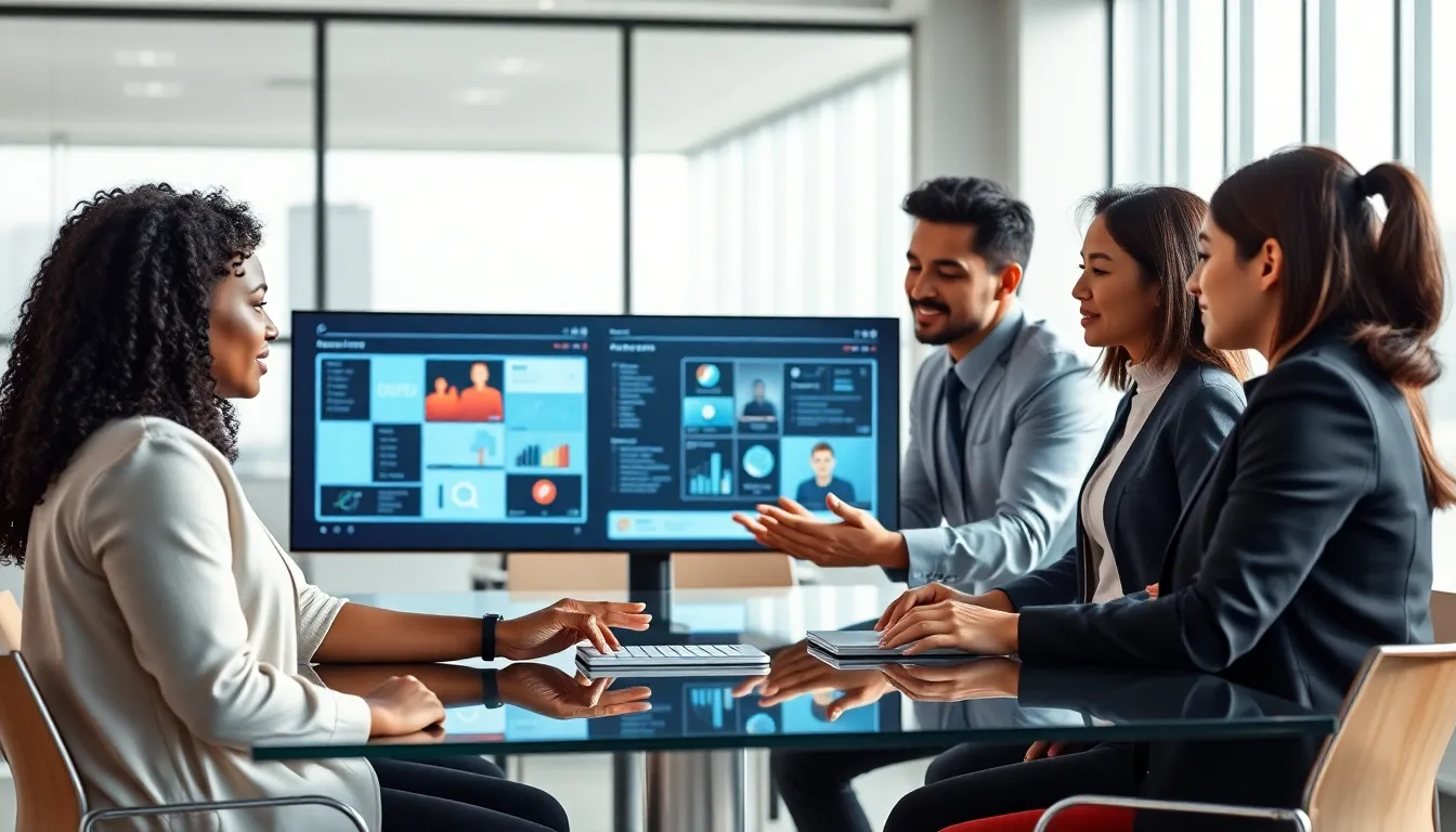 diverse team collaborating on Qrikexile362 in a modern office.